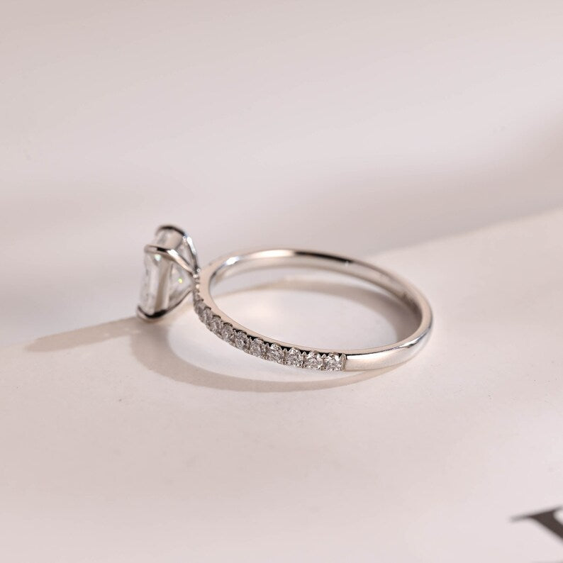 Stunning 1.0 - 2.0 CT Radiant Moissanite Engagement Ring with Pave Design 9