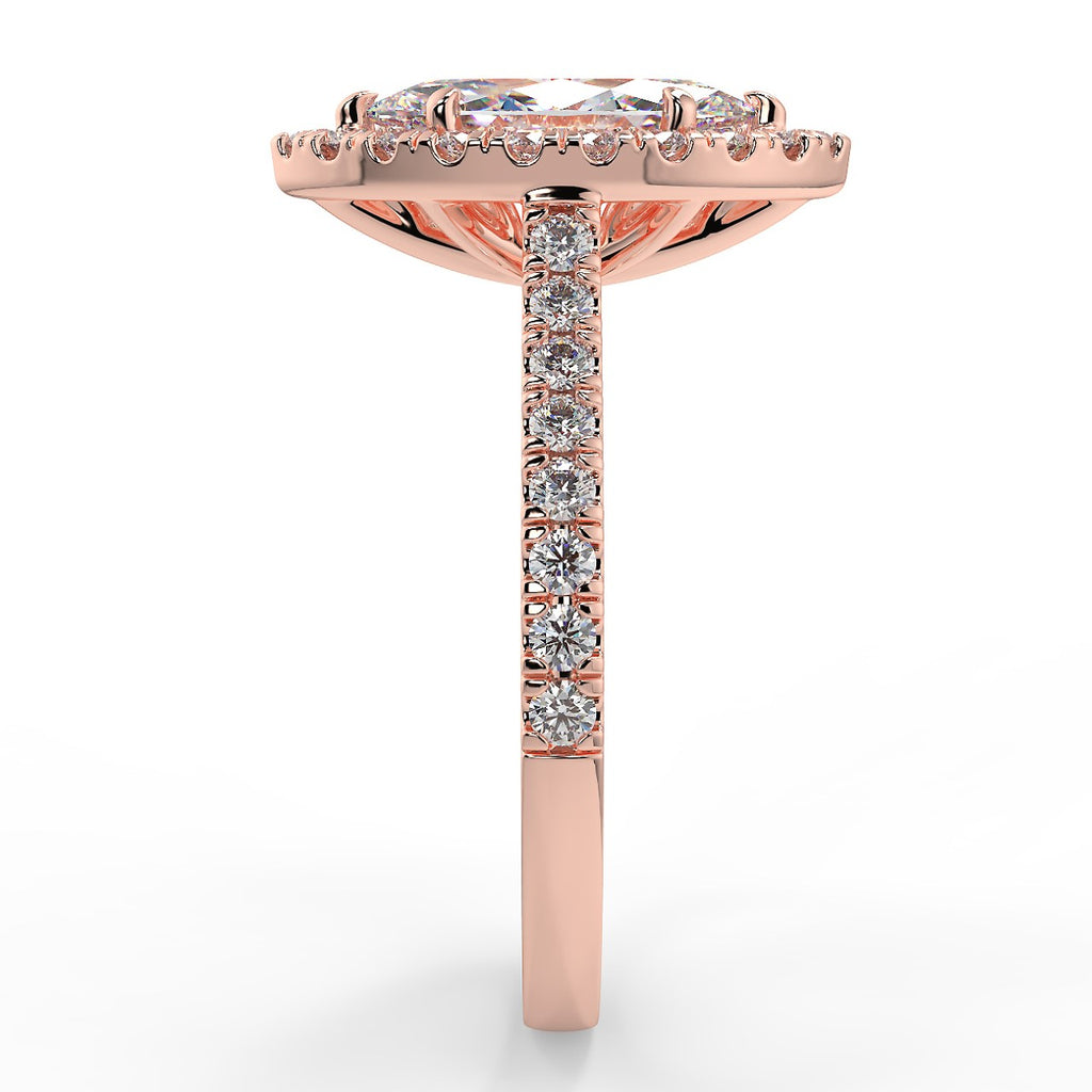 Stunning 1.05 CT Marquise Moissanite Engagement Ring with Halo & Pave Design 10