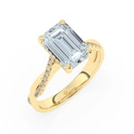 Stunning 3.0 CT Emerald Moissanite Engagement Ring with Hidden Halo & Twisted Pave Design 6