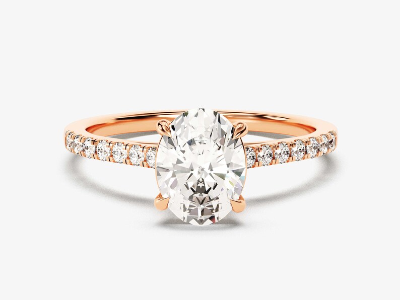 Stunning 1.0-2.0 CT Oval Moissanite Engagement Ring with Pave Design 4