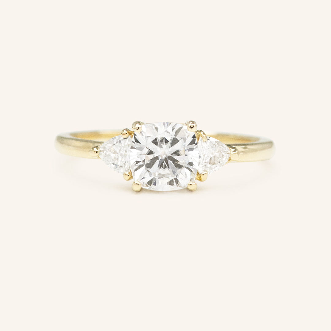 Stunning 2 CT Cushion Moissanite Engagement Ring with Three Stone Design 1