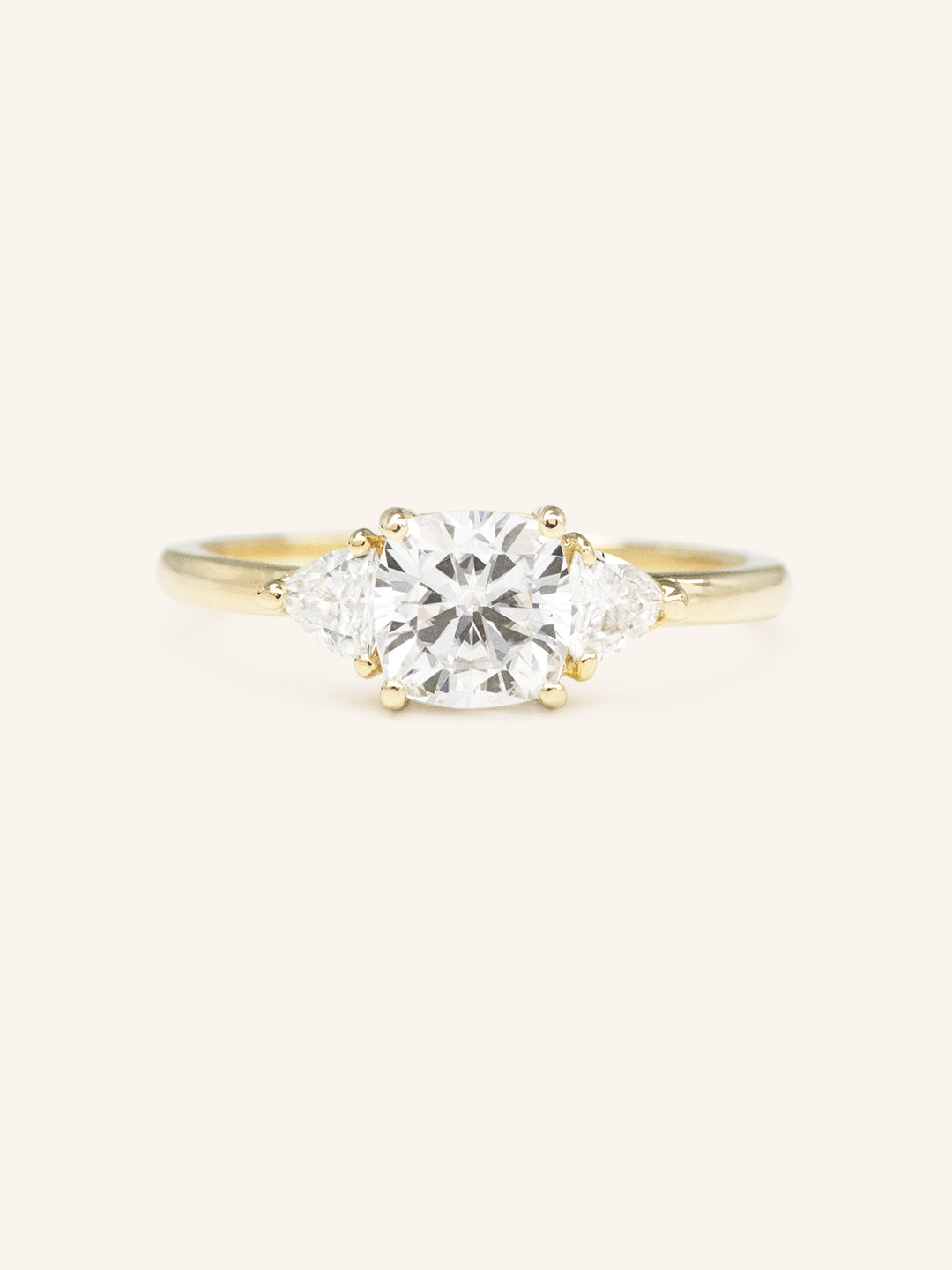 Stunning 2 CT Cushion Moissanite Engagement Ring with Three Stone Design 1