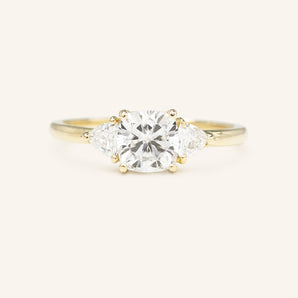 Stunning 2 CT Cushion Moissanite Engagement Ring with Three Stone Design