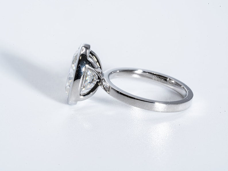 Classic 3.0 CT Oval Moissanite Engagement Ring with Bezel Design 4