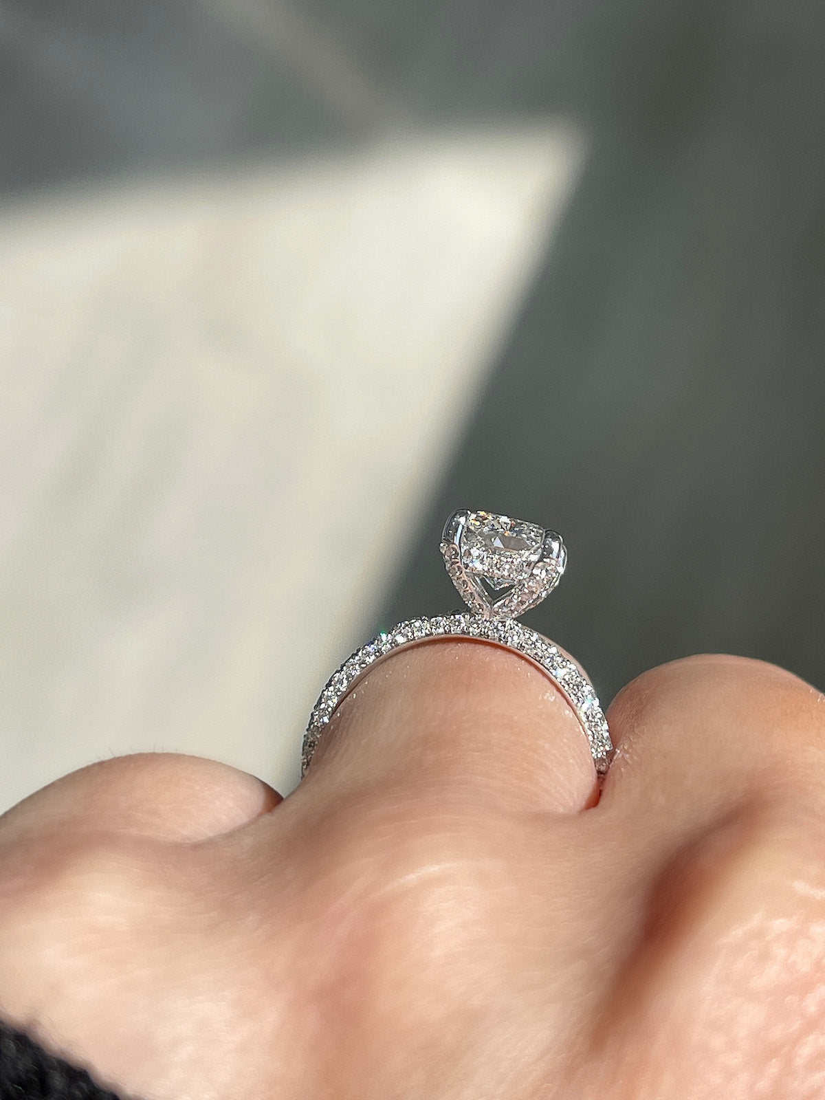 Stunning 2.0 CT Radiant Moissanite Engagement Ring with Hidden Halo & Pave Design 3