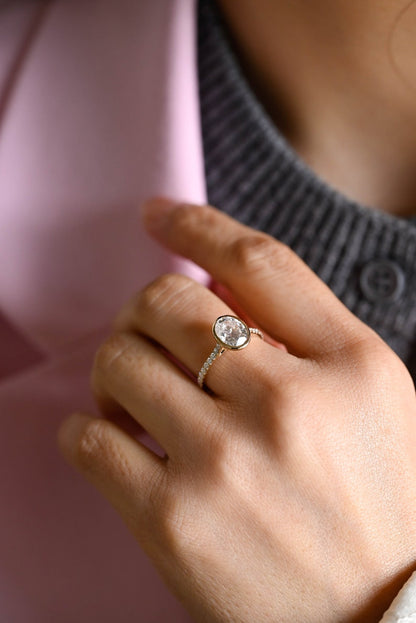 Stunning 1.0 - 2.0 CT Oval Moissanite Engagement Ring with Bezel Design 4