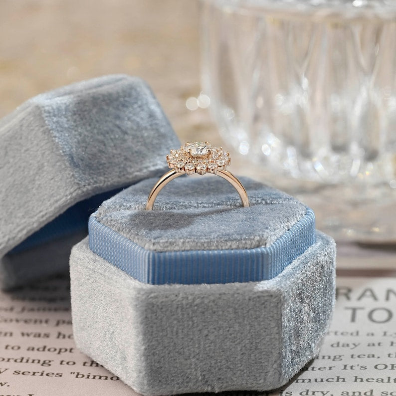 Stunning 2.0 CT Round Moissanite Engagement Ring with Double Halo Design 9