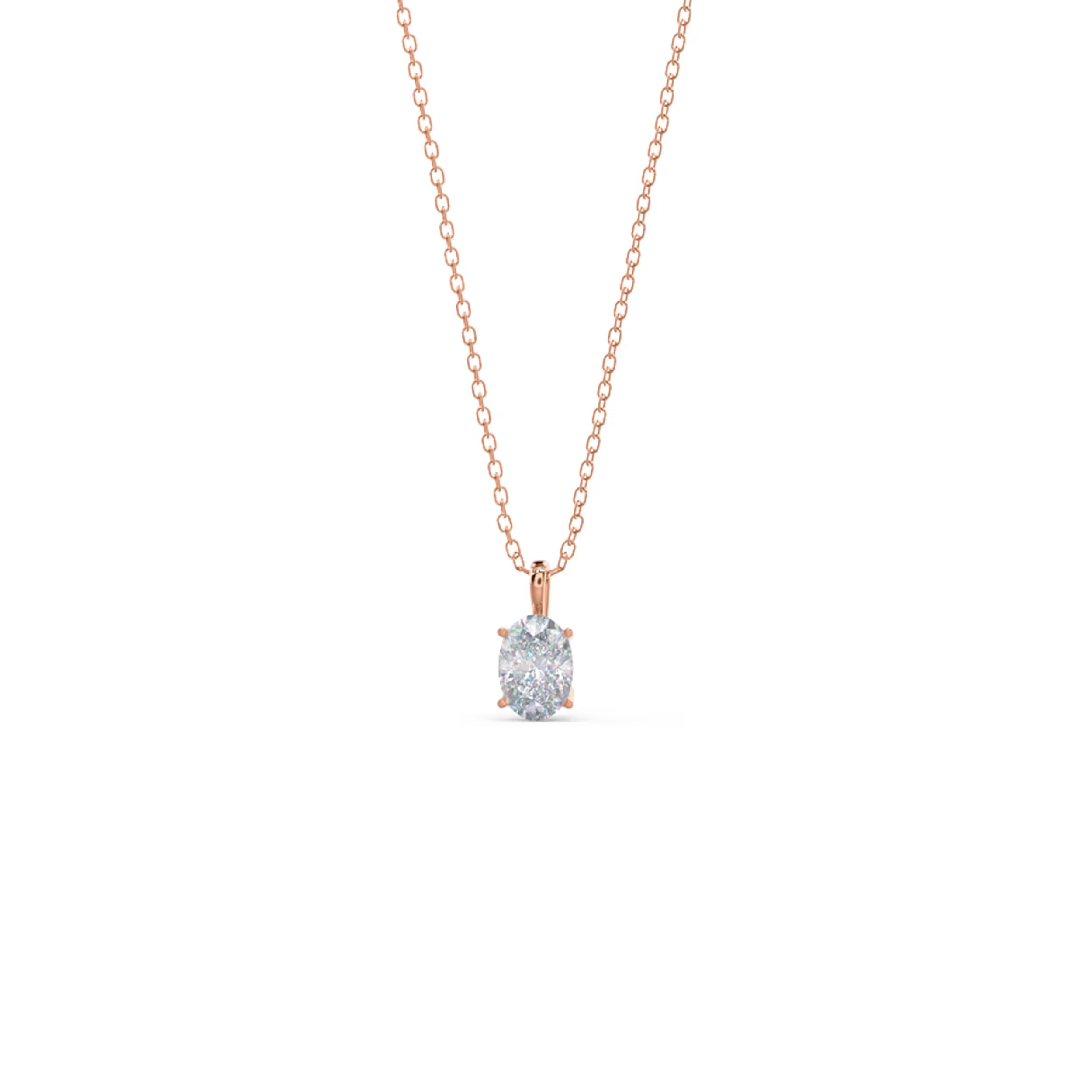 1.0 CT Oval Cut Moissanite Diamond Solitaire Pendant Necklace in Solid Gold 6