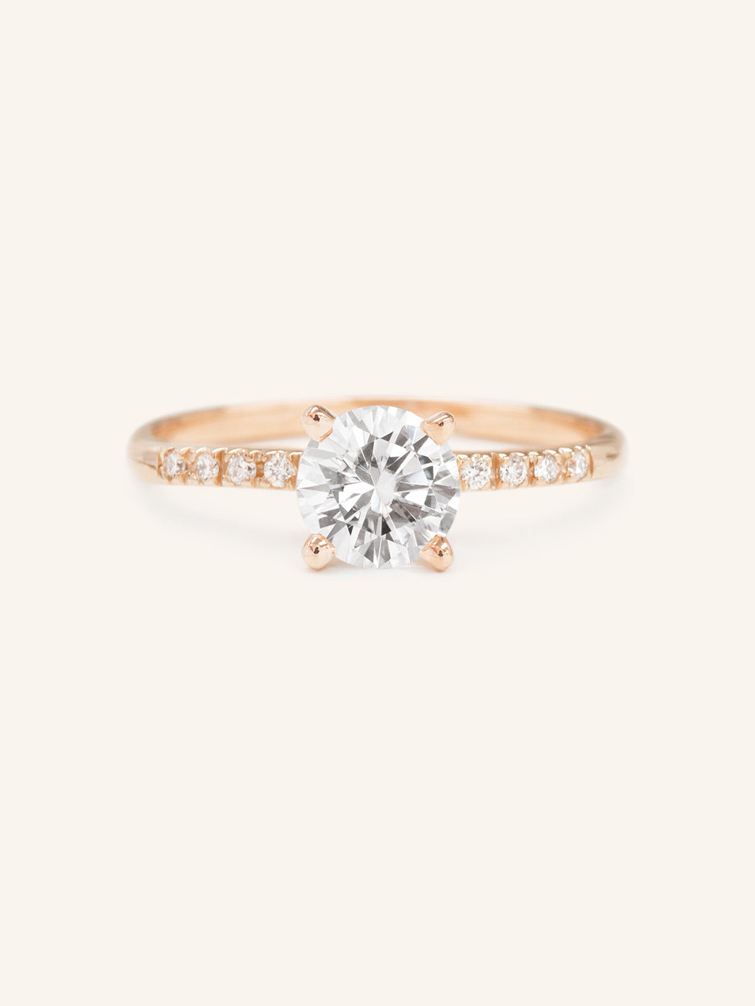Stunning 1.0 CT Round Moissanite Engagement Ring with Pave Design 4