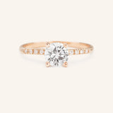 Stunning 1.0 CT Round Moissanite Engagement Ring with Pave Design 4