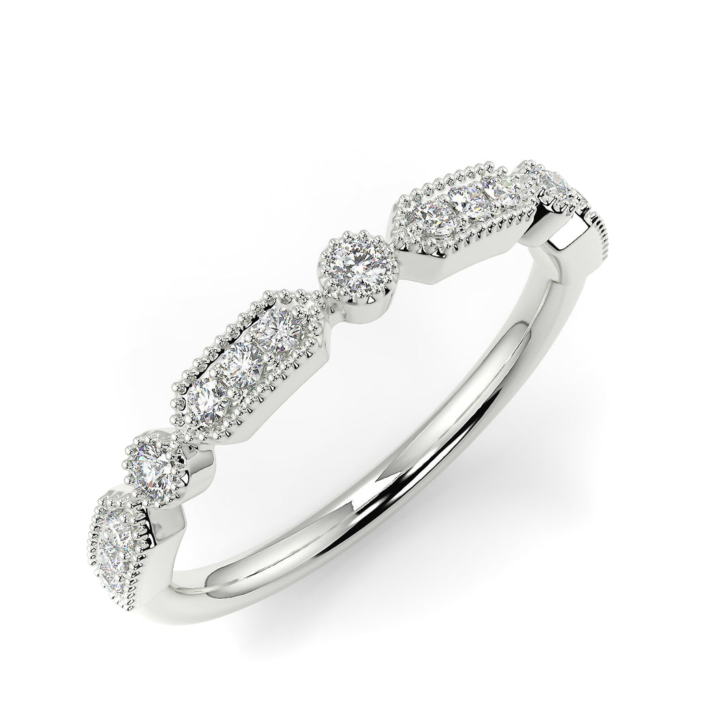 Stunning 0.15 TCW Round Moissanite Stones Milgrain Wedding Bands 5