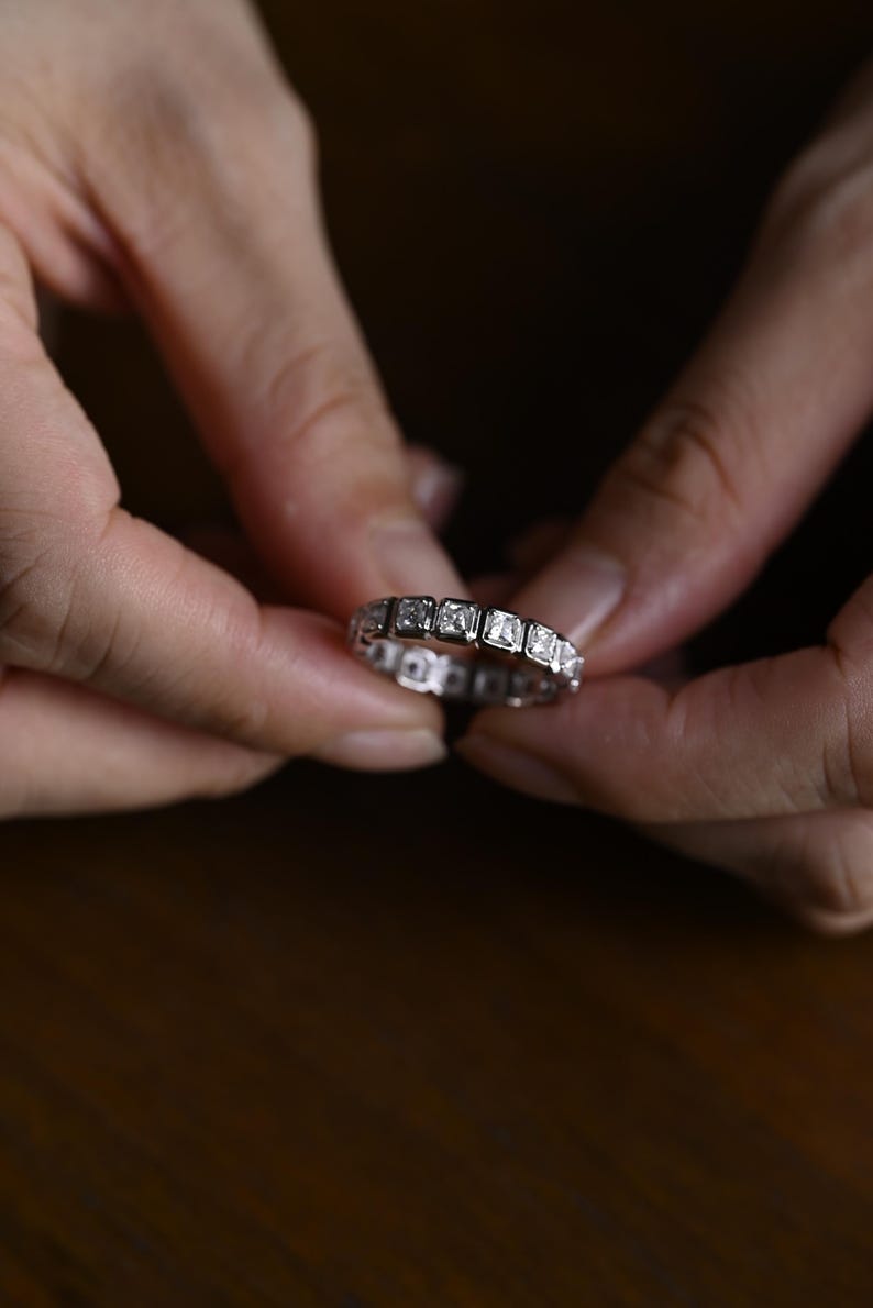 Stunning 0.4 TCW Princess Moissanite Stones Full Eternity Wedding Band 2