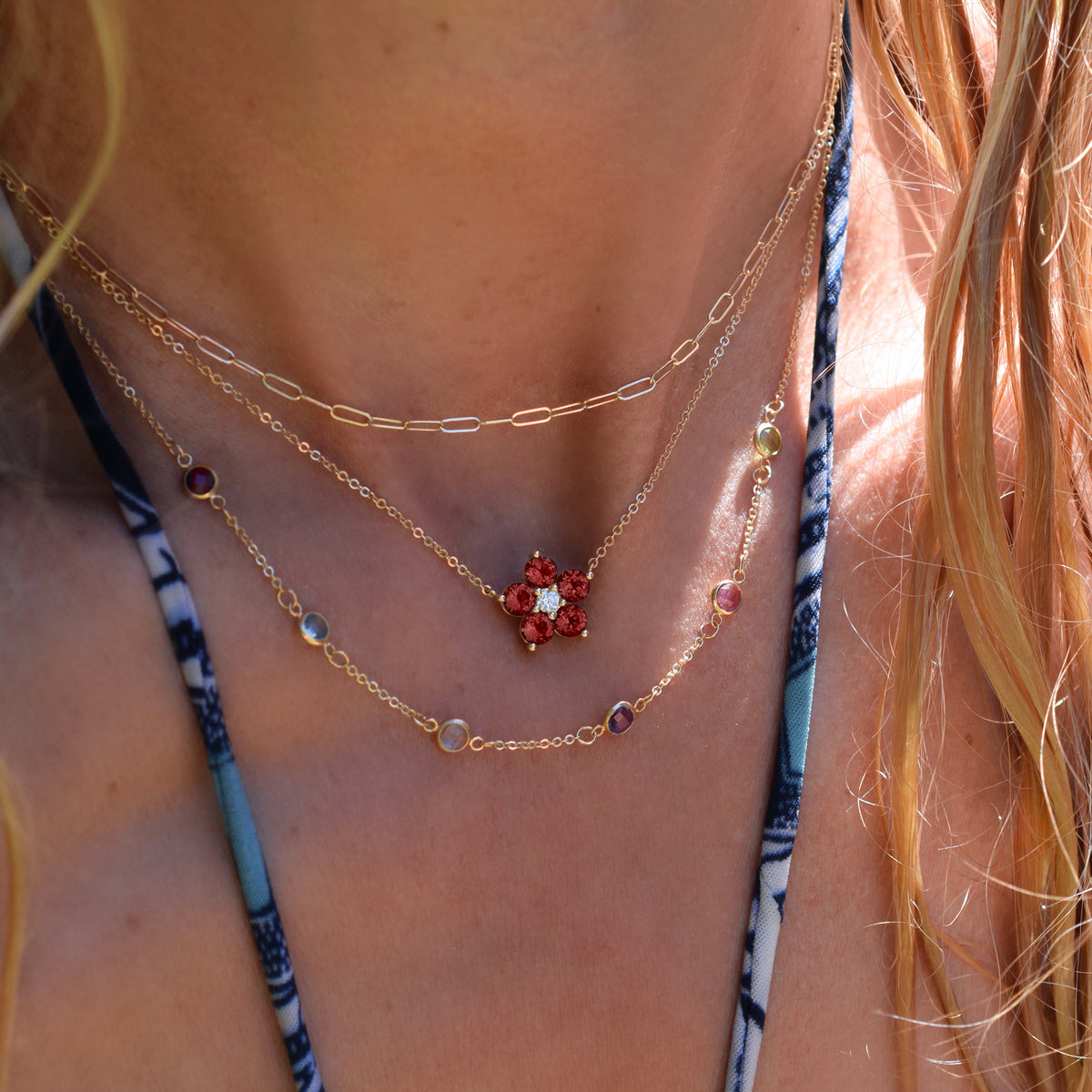 1.45 TCW Round Garnet Lab Made Diamond- January Birthstone Necklace 6