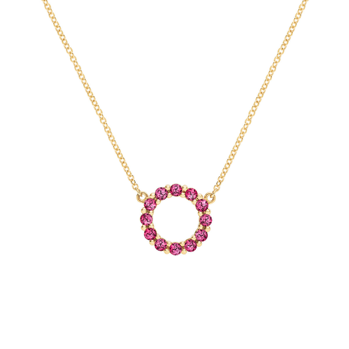 1.2 TCW Round Ruby Lab Made Diamond- July Birthstone Circle Necklace 1