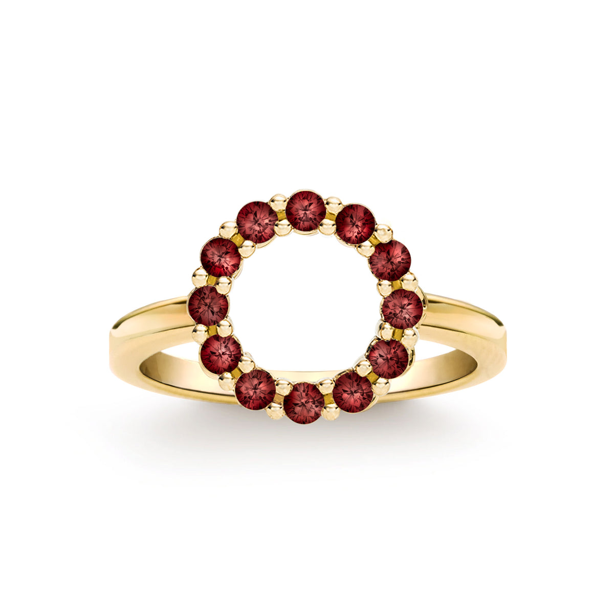 1.5 TCW Round Garnet Lab Made Diamond- January Birthstone Engagement Ring 1