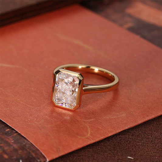 Stunning 3.0 CT Radiant Moissanite Engagement Ring with Bezel Design 2