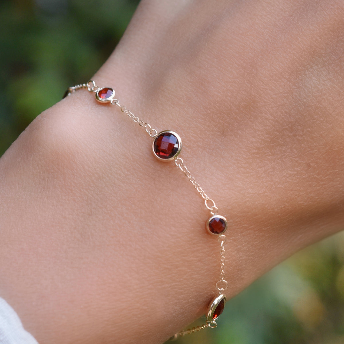 2.14 TCW Round Garnet Lab Made Diamond- January Birthstone Bracelets 2