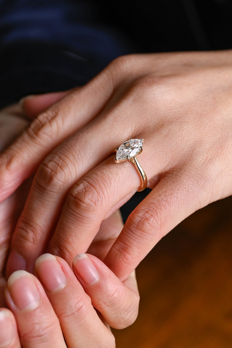 Stunning 1.0 - 2.0 CT Marquise Moissanite Engagement Ring with Solitaire Design 7