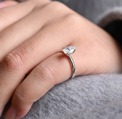 Stunning 2.0 CT Pear Moissanite Engagement Ring with Solitaire Design 9