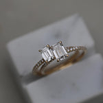 0.50 CT Emerald Cut Pave CVD E/VVS1 Diamond Engagement Ring 8