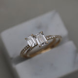 0.90 CT Emerald Cut Pave CVD F/VVS2 Diamond Engagement Ring 9