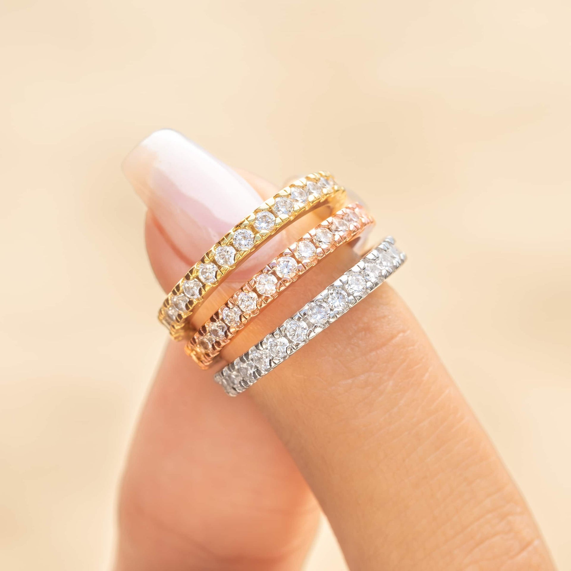 Stunning 0.3 TCW Round Moissanite Stone in Full Eternity Wedding Band 6