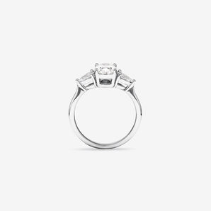 Stunning 1.65 TCW Oval & Pear Moissanite Engagement Ring with Three Stone Design