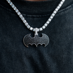 2 CT Round Moissanite Batman Logo Silver Pendant for Him 1