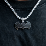 2 CT Round Moissanite Batman Logo Silver Pendant for Him 1