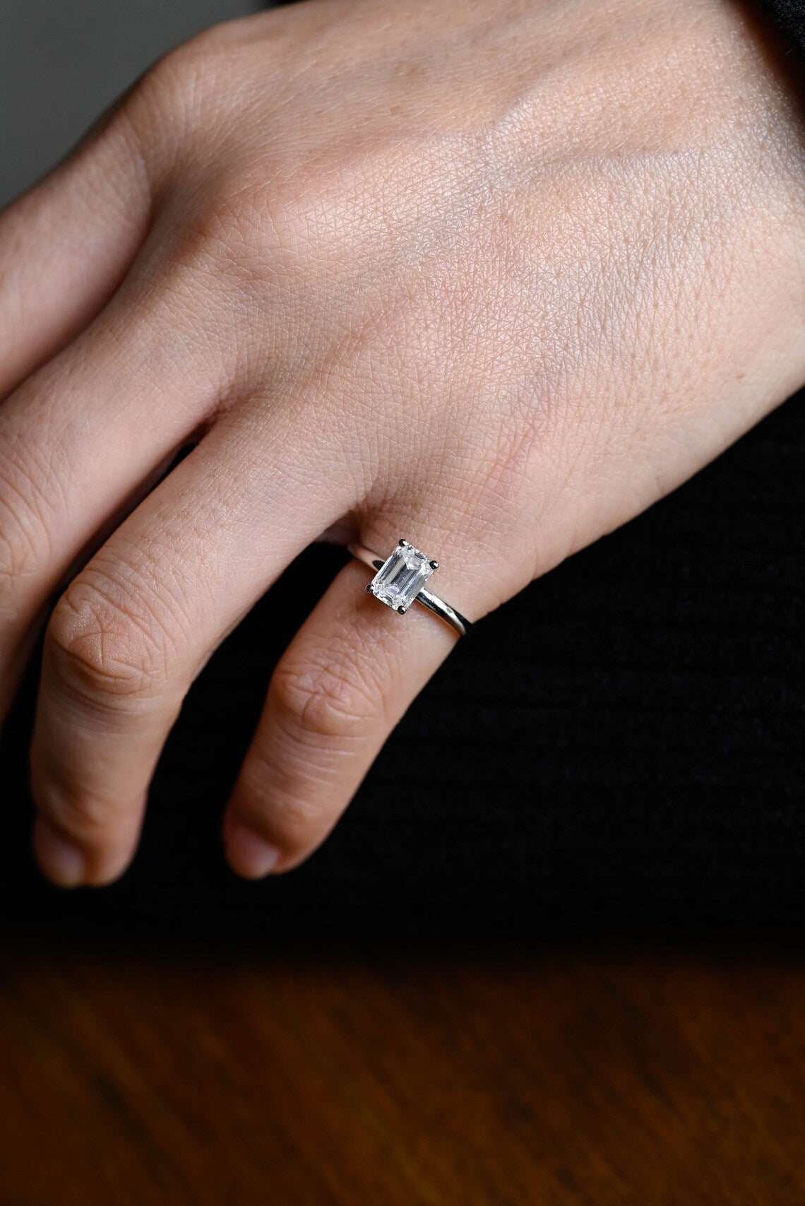 Stunning 3.0 CT Emerald Moissanite Engagement Ring with Solitaire Design 10