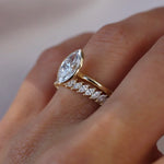 Stunning 0.4 TCW Marquise Moissanite Stones with Half Eternity Wedding Band 4