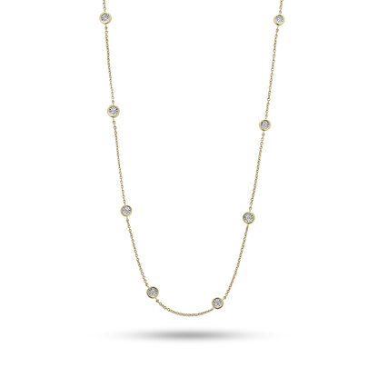 0.50 TCW Round Moissanite Diamond Bezel Necklace in Solid Gold 1