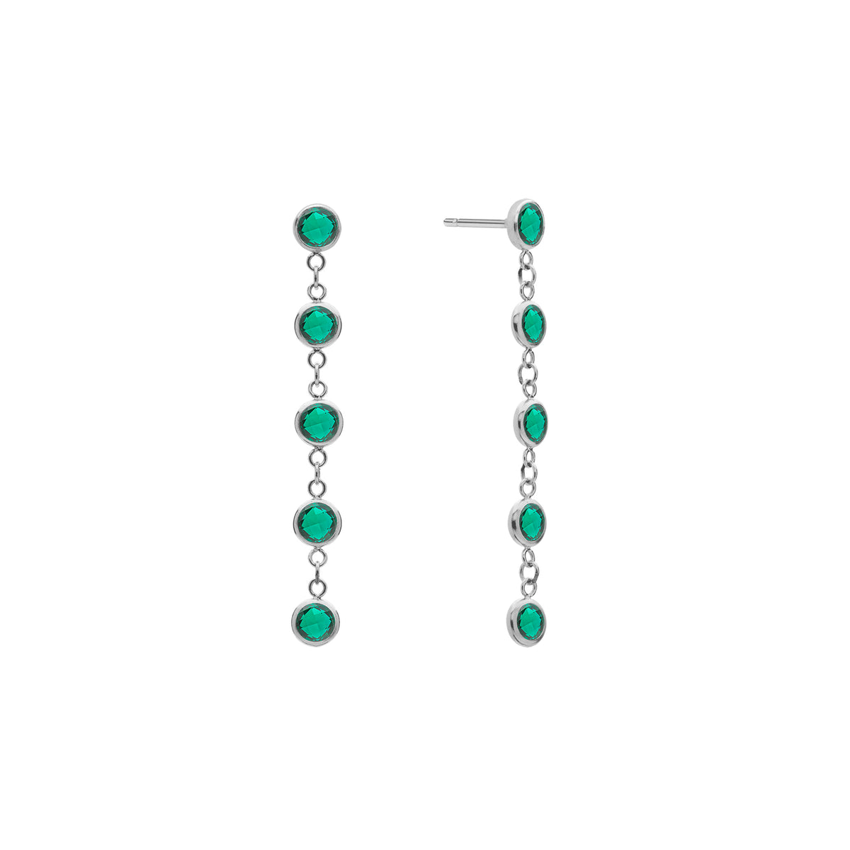 2.5 TCW Round Emerald Lab Made Diamond-May Birthstone Drop Earrings 5