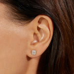 2.0 TCW Round & Baguette Cut Moissanite Cluster Stud Earrings in Gold 4