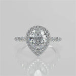 Stunning 0.81 CT Pear Moissanite Engagement Ring with Halo & Pave Design 4