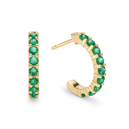 0.54 TCW Round Emerald Lab Made Diamond-May Birthstone Hoop Earrings 1