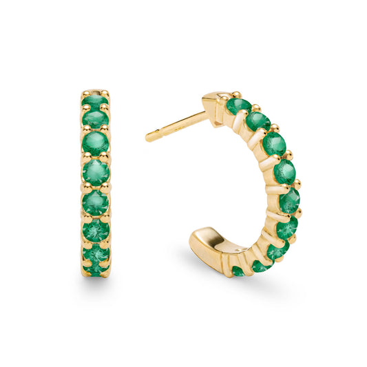 0.54 TCW Round Emerald Lab Made Diamond-May Birthstone Hoop Earrings 1
