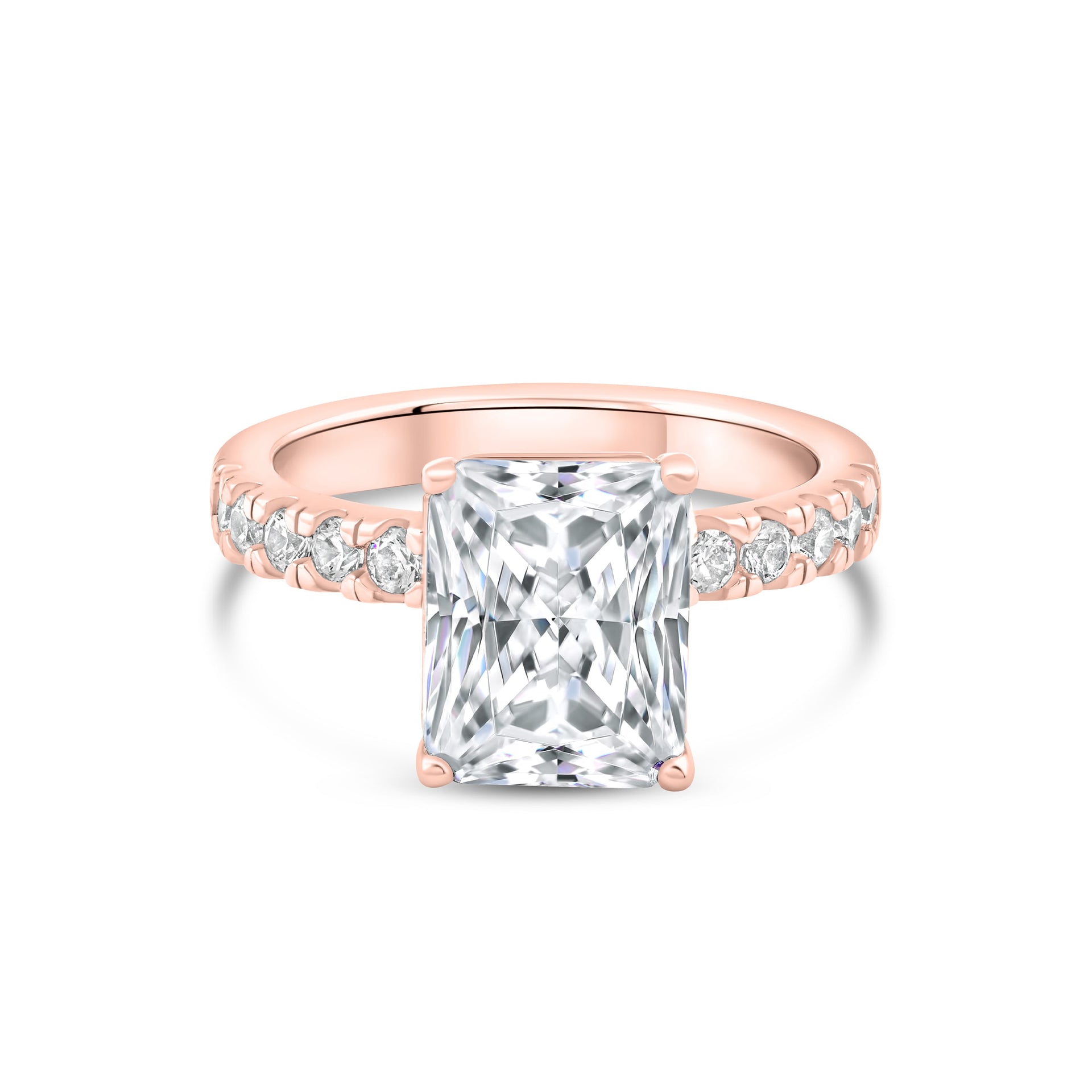Stunning 3.75 CT Radiant Moissanite Engagement Ring with Pave Design 1