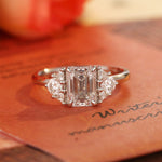 Stunning 3.0 CT Emerald Moissanite Engagement Ring with Cluster Design 1