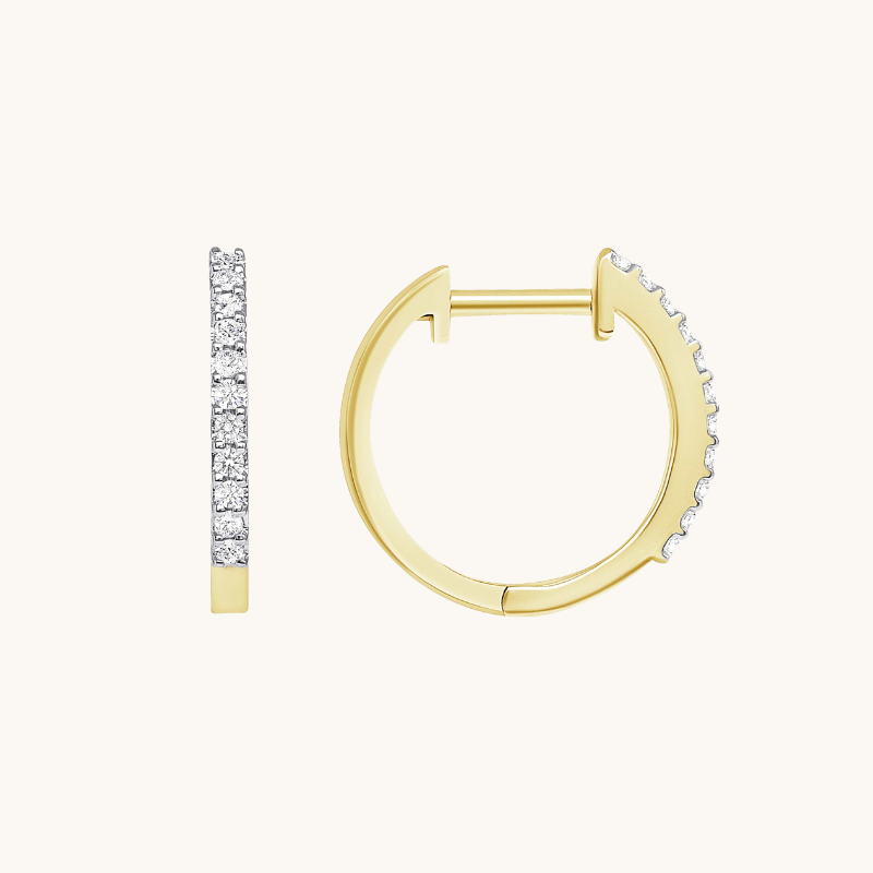 Classic 0.40 TCW Round Cut Moissanite Huggies Earrings in Gold 1
