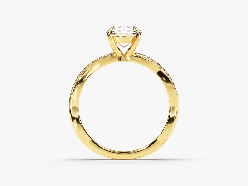 Stunning 1.0 CT Round Moissanite Engagement Ring with Twisted Pave Design 2