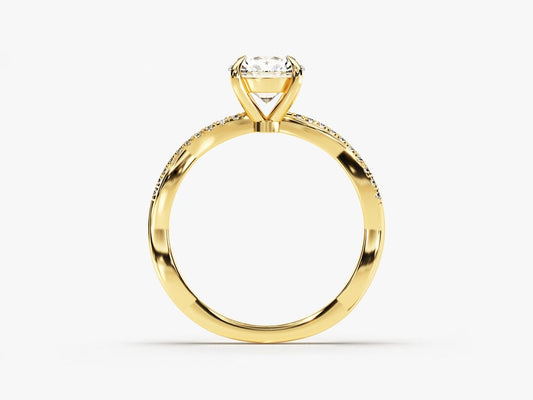 Stunning 1.0 CT Round Moissanite Engagement Ring with Twisted Pave Design 2