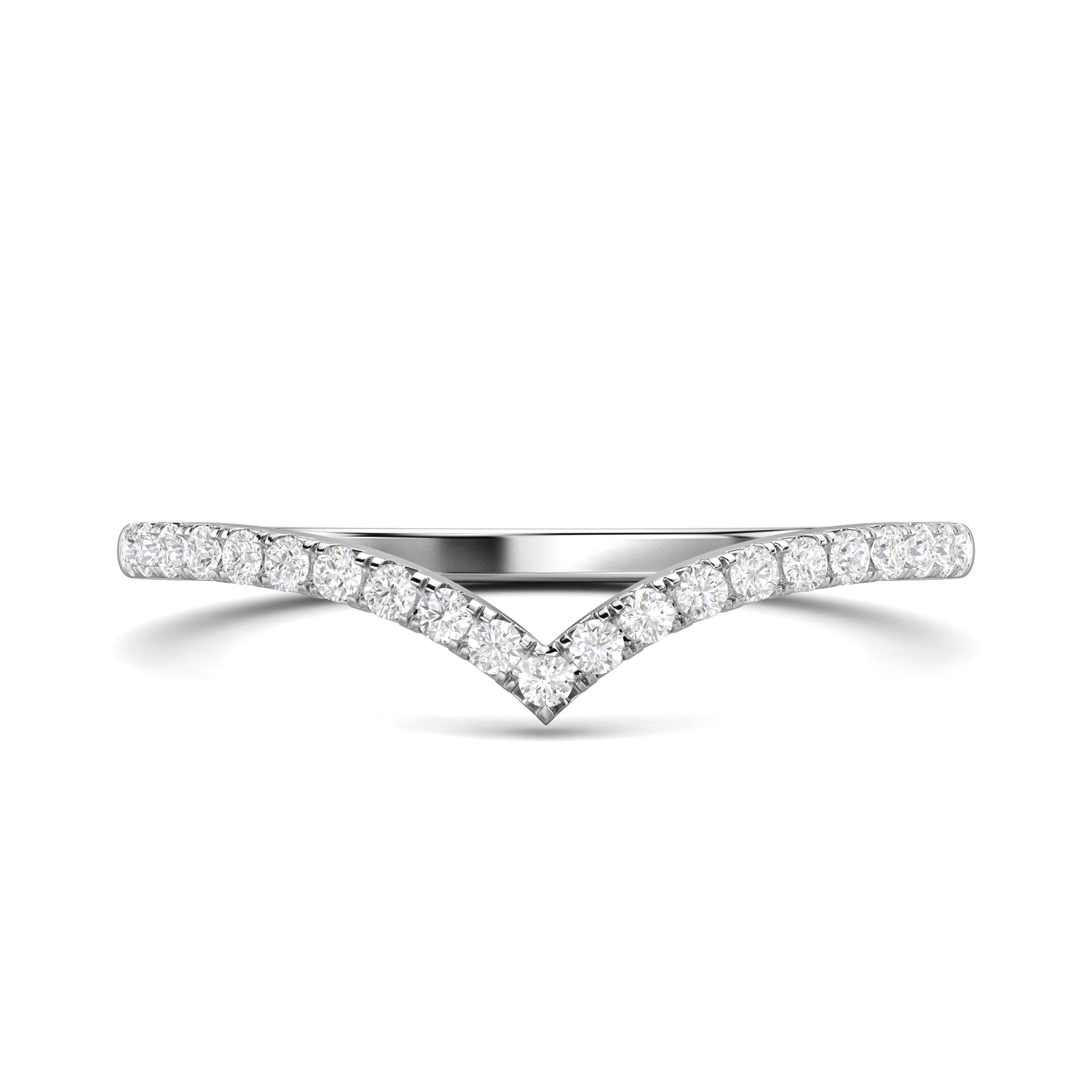 Stunning 0.2 TCW Round Moissanite Stones Curved Wedding Bands 1