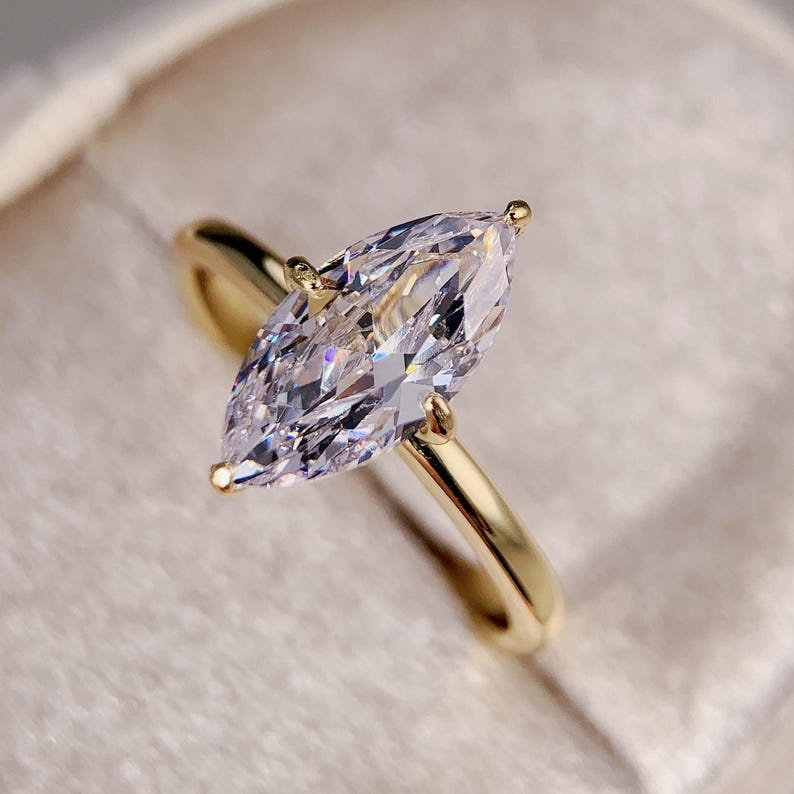 Stunning 2.0 CT Marquise Moissanite Engagement Ring with Solitaire Design 5