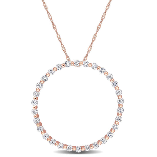 Round Cut Cubic Zirconia in 925 Sterling Silver Necklace 1