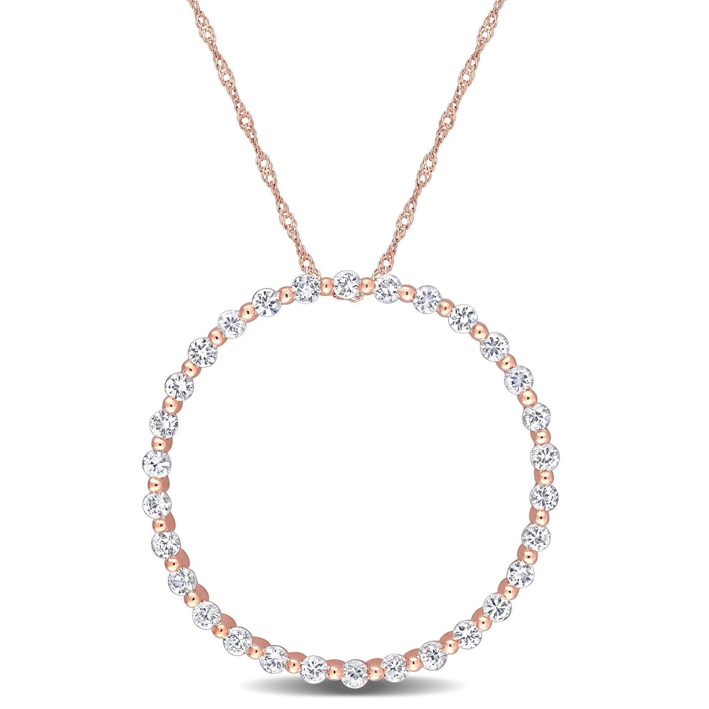 Round Cut Cubic Zirconia in 925 Sterling Silver Necklace 12