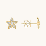 0.30 TCW Round Cut Moissanite Floral Stud Earrings in Gold 1