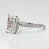 Stunning 4.52 CT Emerald Moissanite Engagement Ring with Hidden Halo & Pave Design 2
