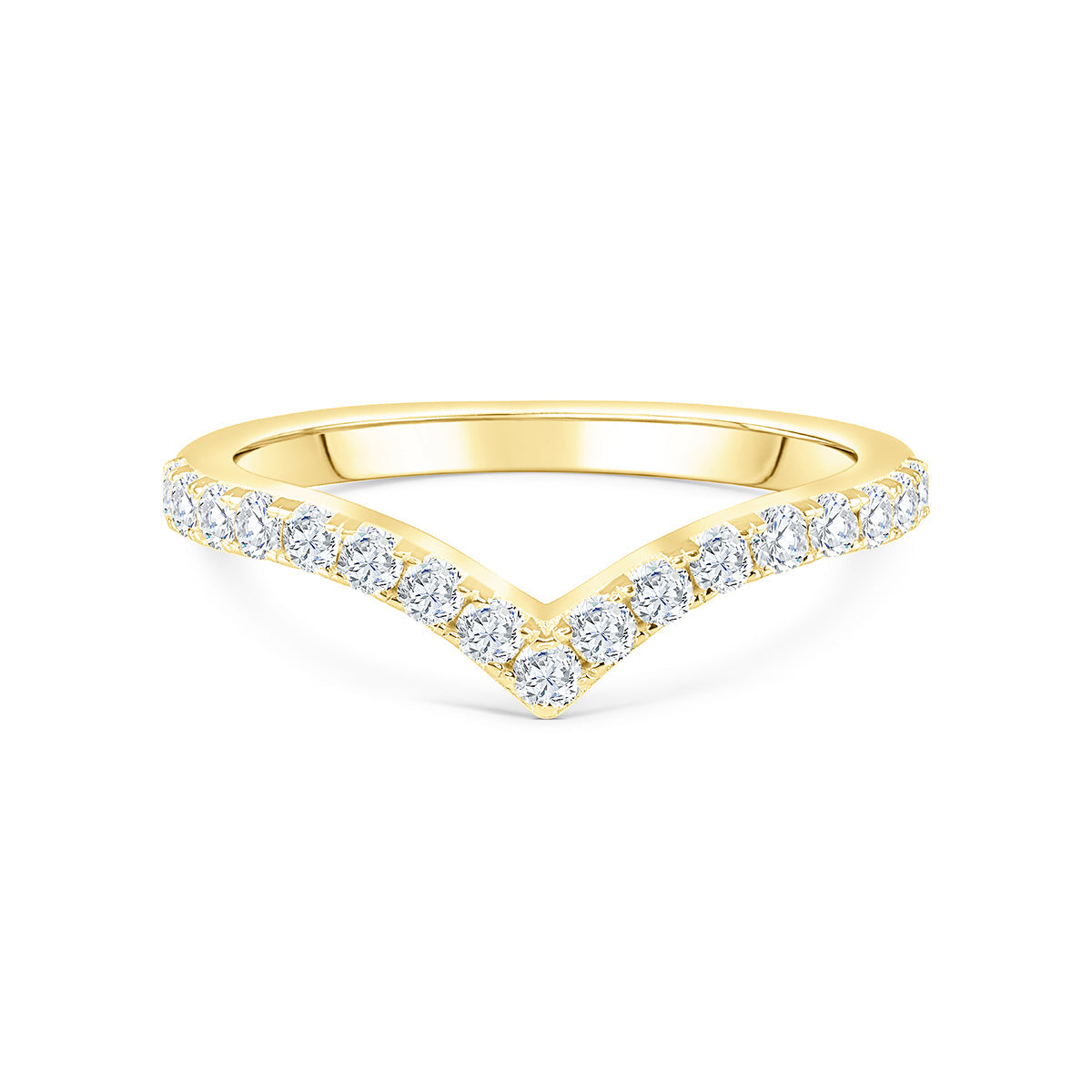 Stunning 0.3 TCW Round Moissanite Stones Curved Wedding Band 1