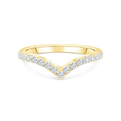 Stunning 0.3 TCW Round Moissanite Stones Curved Wedding Band 1